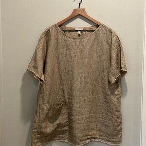 Eileen Fisher organic linen tunic top size large